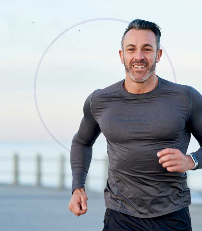 Male hormone replacement client jogging